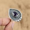 Natural African Amethyst 925 Silver Multi Stone Adjustable Ring For Girls