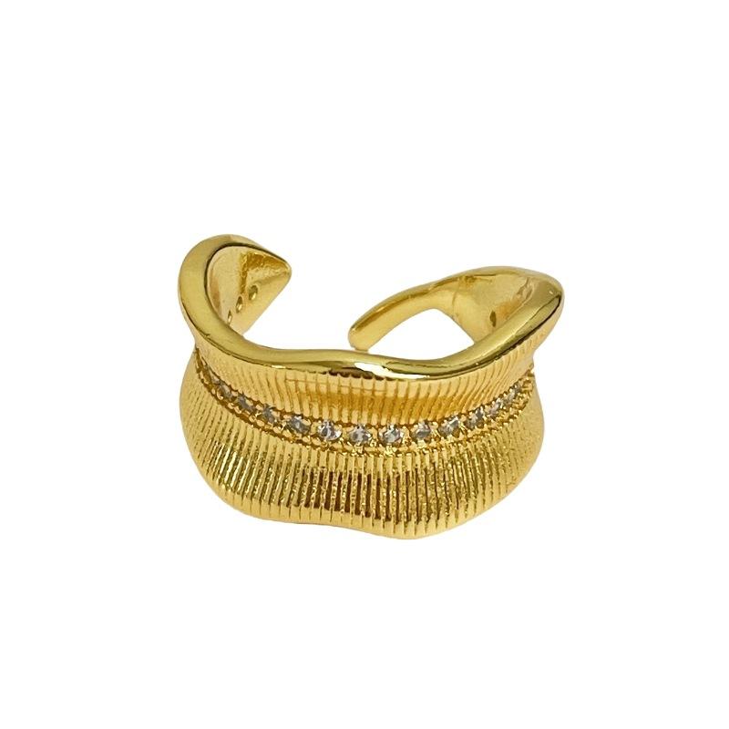 Средневековое Легкая Роскошь Итальянское Матовое Кольцо с Листом Банана Высокий Уровень Ретро Придворный Стиль Индивидуальность Циркон Нишевое Кольцо Женское