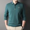 Весенне-осенняя мужская футболка с длинным рукавом, с лацканами, тонкая хлопковая рубашка поло, новая мужская футболка, базовая
