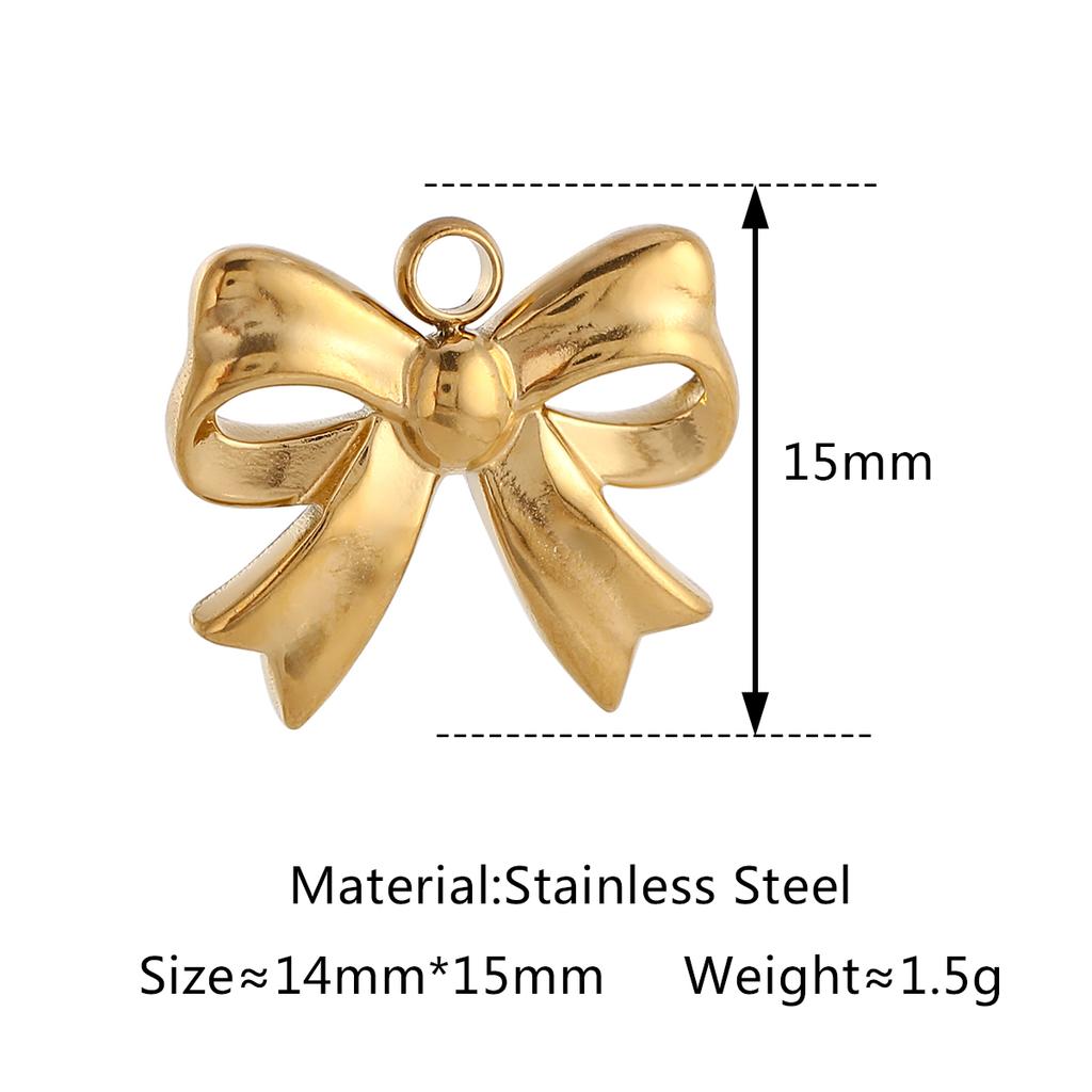 3Pcs Bowknot/Angel/Four Leaf Clover/Flower Charm Stainless Steel Pendant DIY Handmade Craft Necklace Bracelet Jewelry Making