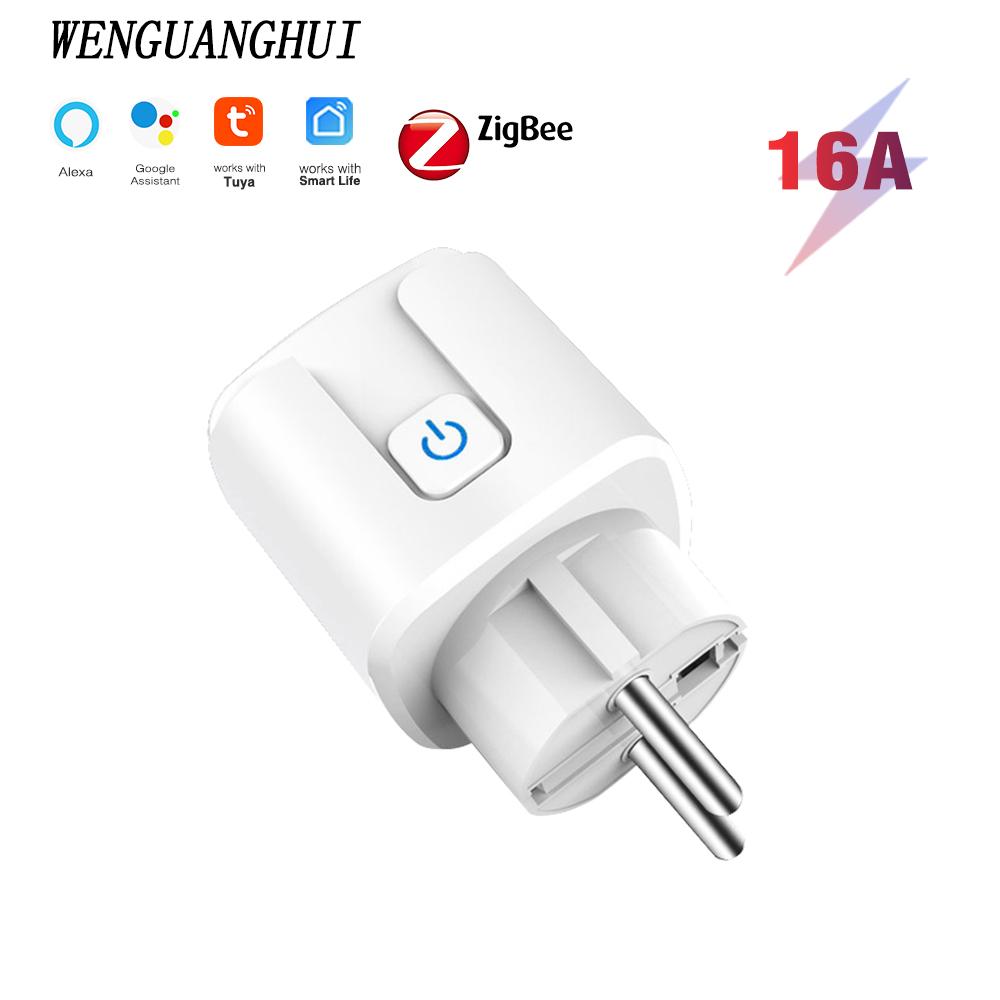 Sixwgh Zigbee Smart EU Plug для Tuya Умный дом Автоматизация синхронизации Монитор мощности Смарт-розетка Поддержка Google Home Alexa