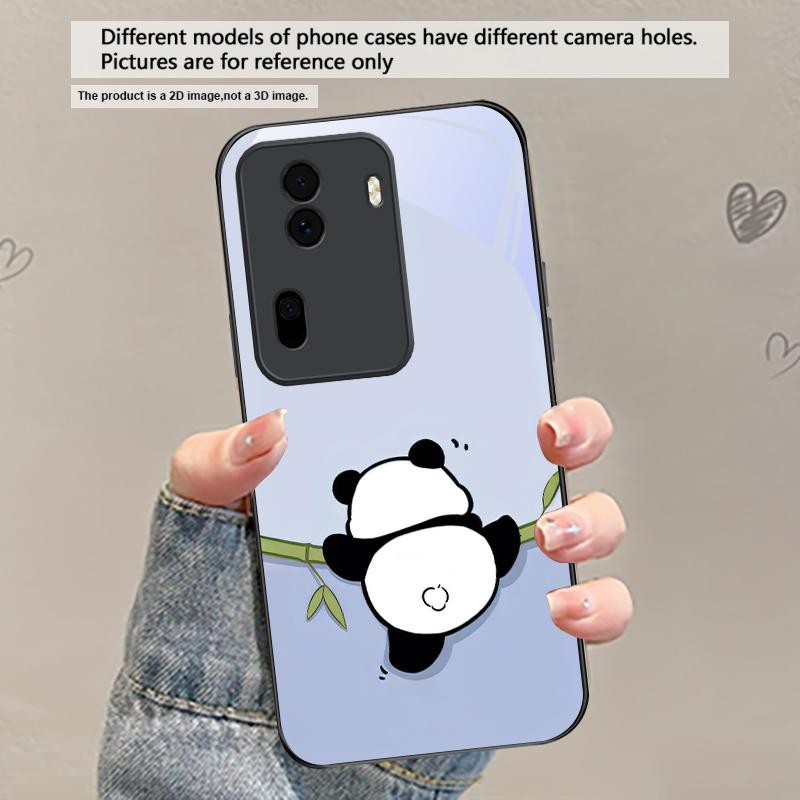 Милый и очаровательный панда Для Oppo Find F23/F11/F25 Pro/X5 Pro/X5 X3 X2 Lite/X8 Pro/X7 Ultra/X3 Neo/X8 Pro Черный Стеклянный Чехол для Телефона