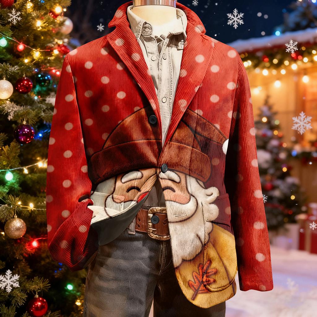 Мужской уродливый рождественский вельветовый теплый карманный пиджак-кардиган, мужской повседневный костюм