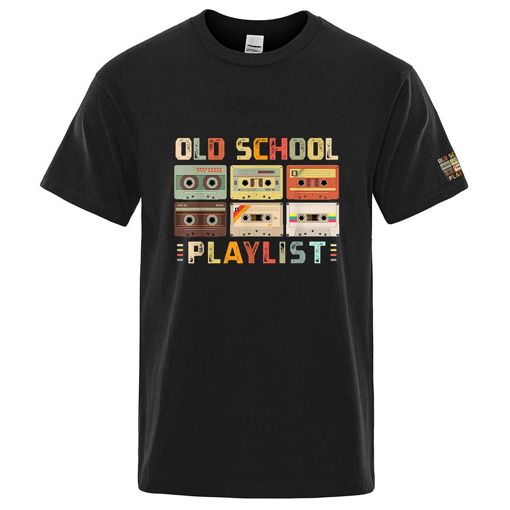 Cassette Tape Music 80s Retro Old School Playlist High Quality Understated Luxury Clothing Slim Fit Unisexs Casual Tshirt