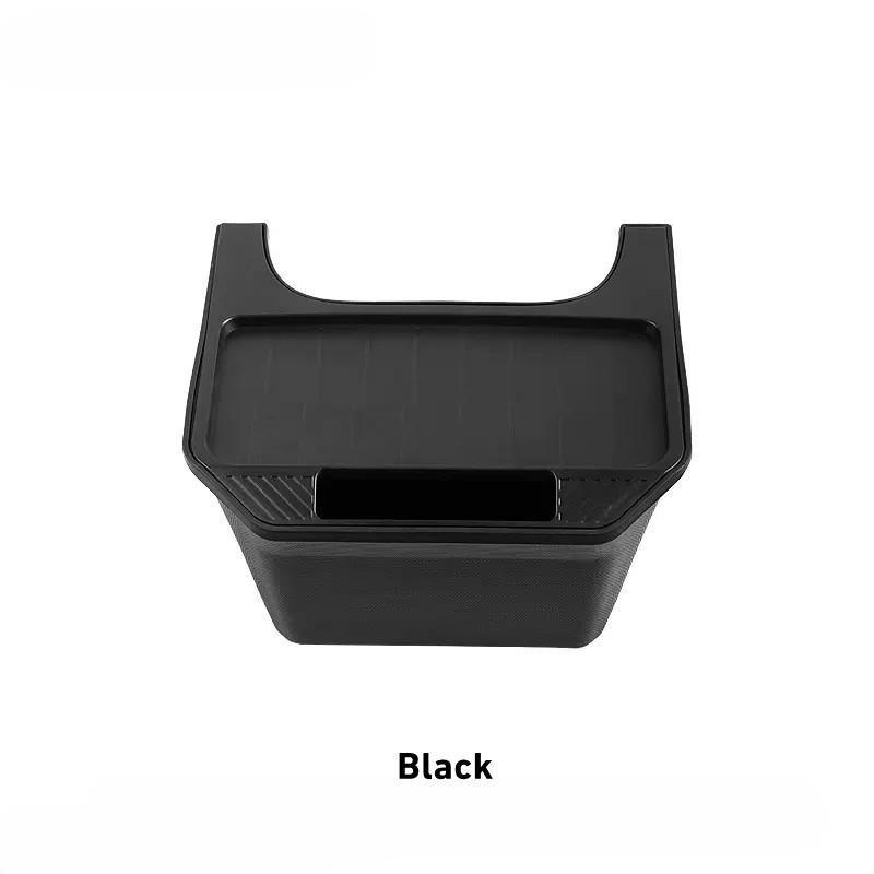 For Tesla Model Y 2021-2023 Rear Center Console Storage Box TPE Organizer Box with Cover Trash Can Under Seat Car Accessories