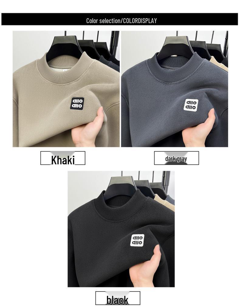 Мужская толстовка из альпаки с бархатной подкладкой, с подкладкой из флиса, универсальная базовая футболка с круглым вырезом