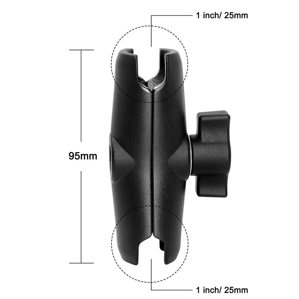 1 Inch Ball Head Combo Mount Holder with Double Socket Arm & Round Square Diamond AMPS Base Adapter for Gopro Camera Car Mount