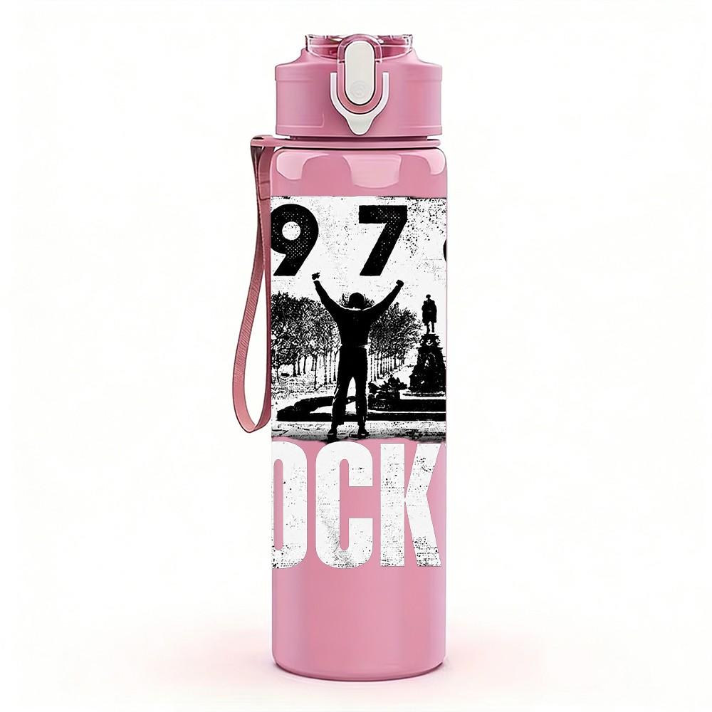 1PC 1976 Black Text 750ml sports water bottle leakproof straw lid outdoor office home
