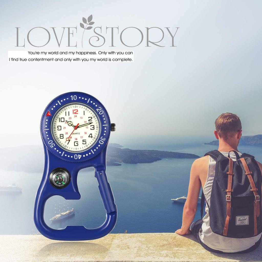 Lancardo Nurse Watch Pocket Watch Analog Luminous Carabiner Blue Men's Women's