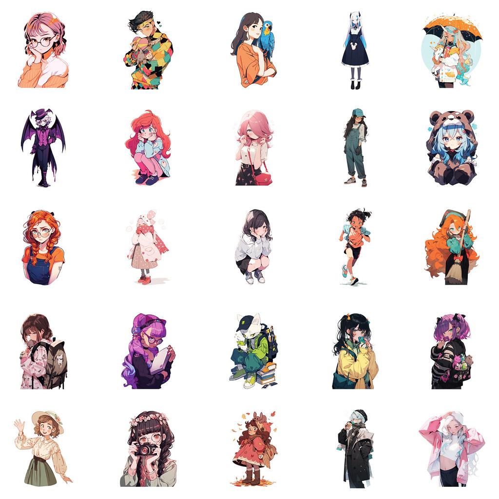 50 наклеек с персонажами в стиле аниме из полипропилена, водонепроницаемые декоративные наклейки, сделай сам, стакан для воды, холодильник, скейтборд, багаж