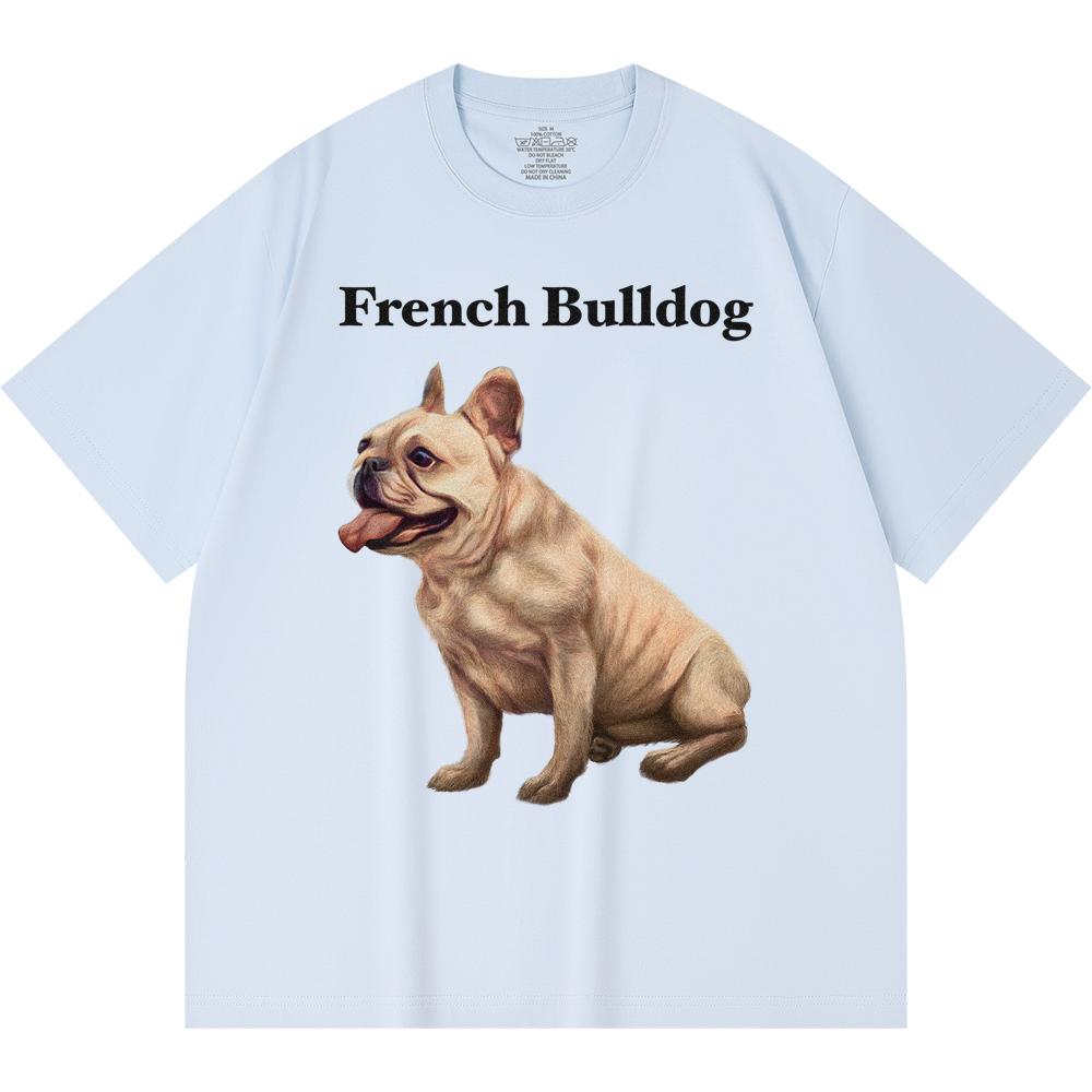 Футболка из 100% хлопка плотностью 230 г/м2 с принтом французского бульдога, забавная футболка из чесаного хлопка в стиле Харадзюку