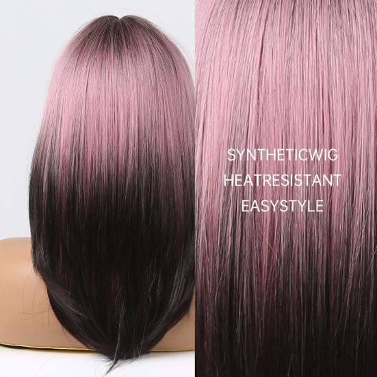 Женский длинный прямой парик с челкой, естественный вид, шелковистые, термостойкие, высокотемпературные волокна, женские синтетические волосы