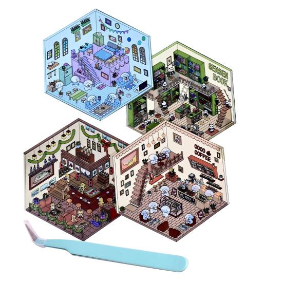 4 комплекта DIY 3D наклейки для дома с пинцетом, снимающие стресс, наклейки для ландшафтного дизайна, солнце