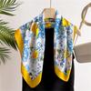 Sun Protection Headscarf Lemon Print Small Square Scarf Soft Hair Band Hijab Neckerchief Satin Neck Tie Scarves Hot Girl Style