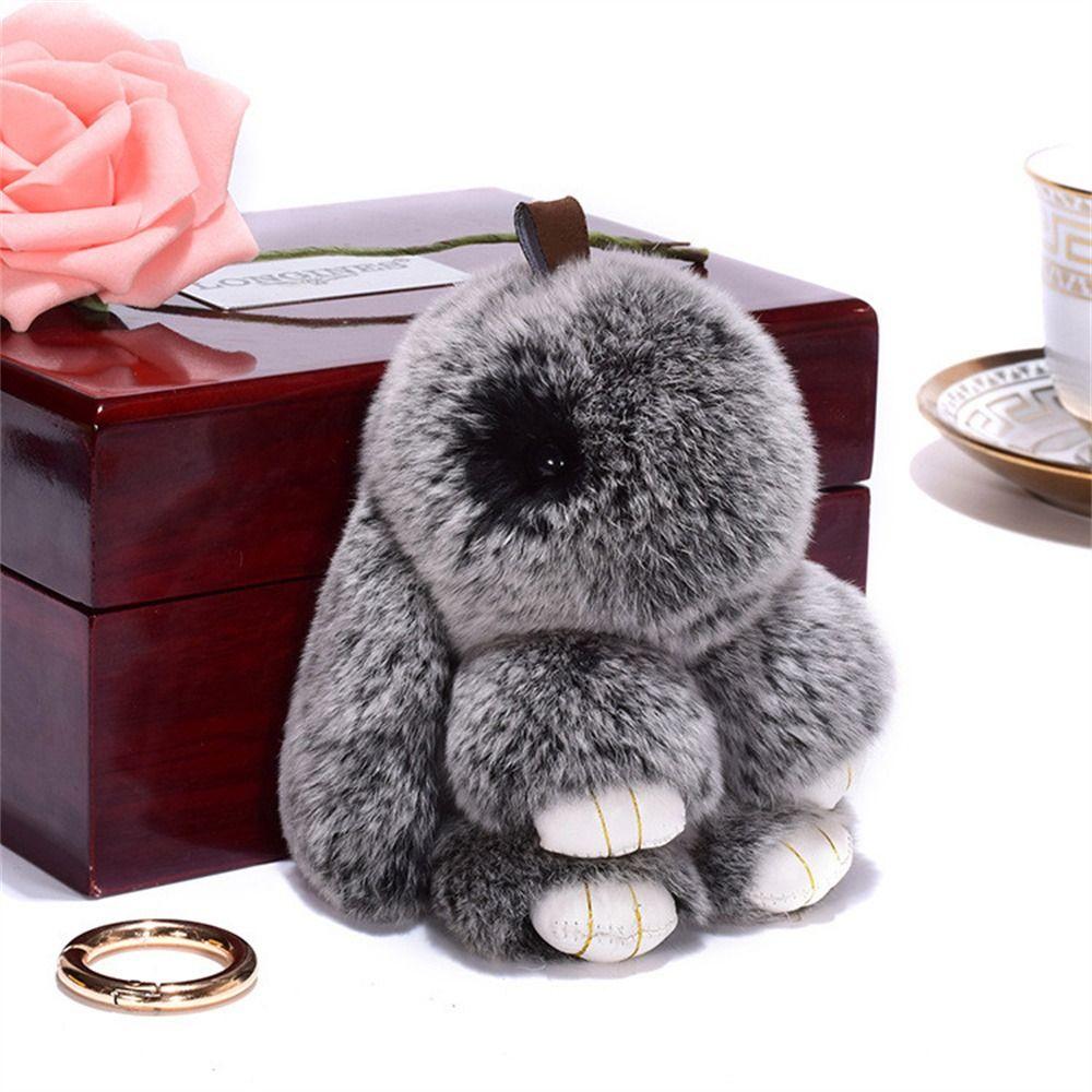 Car Pendant Key Ring Fluffy Toy Doll Plush Bunny Keyring Plush Bunny Keychain Rabbit Fur Keychain