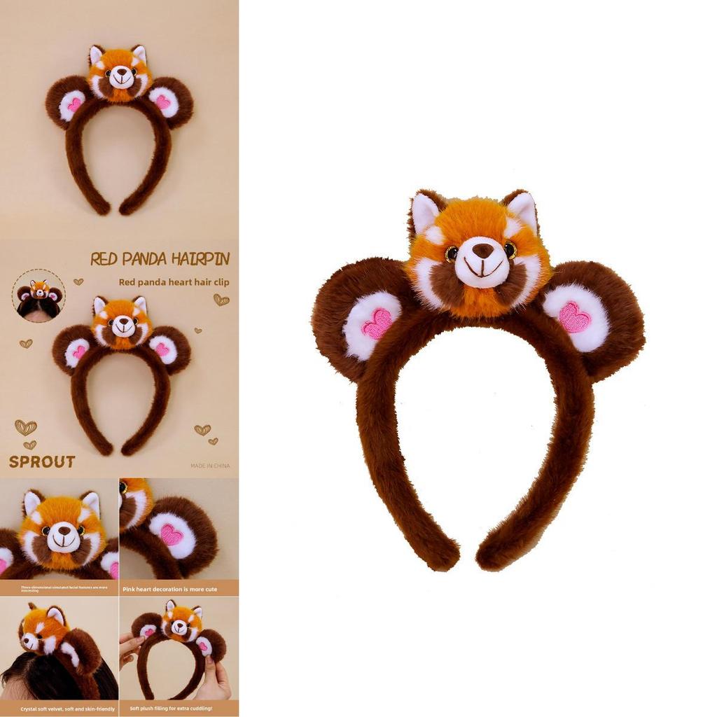Red Panda Soft Plush Headband With Decorative Hair Accessory For Playroom