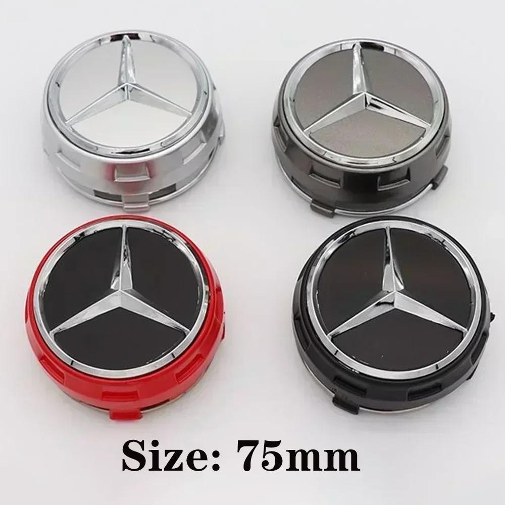 4pcs 75mm Black Red Raised Car Styling Wheel Center Cap Hub Covers Badge Car Accessories For Mercedes Benz AMG A0004000900 CJKLM1