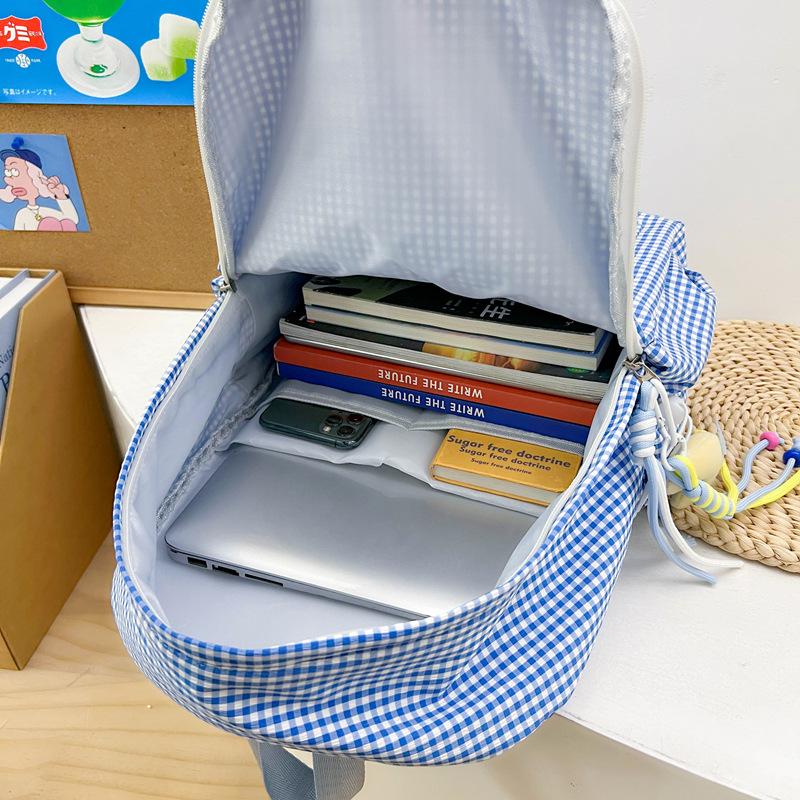 Schoolbag Korean version Mori series literary and artistic backpack for middle school students in class, schoolbag Harajuku versatile plaid girl