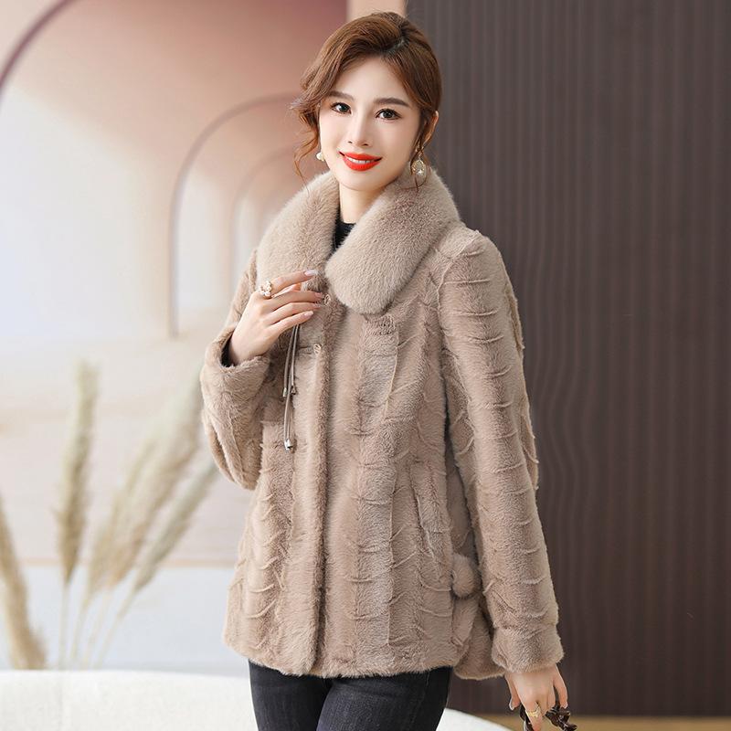 Зимняя норковая бархатная шуба для молодых мам, осенне-зимнее пальто из искусственного меха для женщин среднего и пожилого возраста