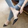 Woman High-heeled Shoes Patent Leather Pointed Toe Rivet Decoration Sexy Office Lady Fashion High Heel Sandals