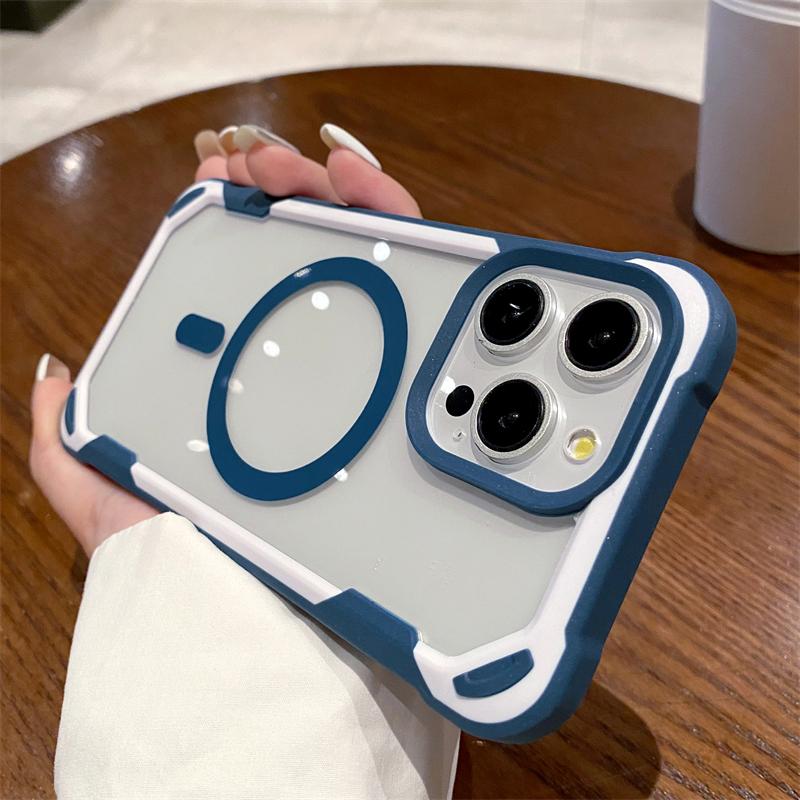 Luxury For Magsafe Wireless Charge Magnetic Case For iPhone 15 14Plus 13 12 11 Pro Max Heavy Armor Bumper Shockproof Clear Cover