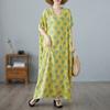 2024 платье больших размеров, женская одежда, летний сарафан с v-образным вырезом, богемный цветочный принт, элегантное желтое свободное платье макси больших размеров