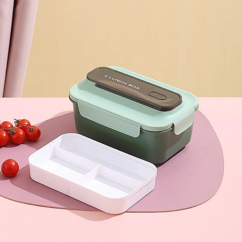 1200/1500Ml Lunch Box Portable Double-Layer Student Bento Box With Fork Spoon Outing Picnic Box Leakproof Food Storage Container