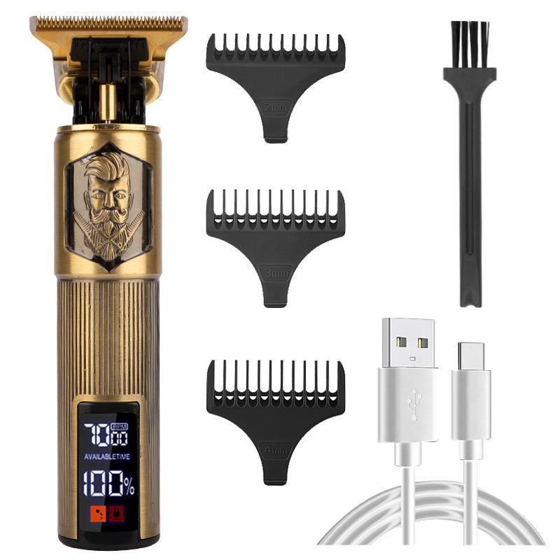 Электрическая машинка для стрижки волос с USB-цифровым дисплеем, бритвой и функцией карвинга