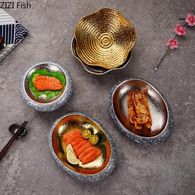 Креативная керамическая тарелка для суши Японская кухня Темпура Тарелка для сашими Гостиничный ресторан Кухня Украшения Посуда Десертная тарелка