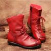 Женские ботильоны Осень и Зима Ретро Натуральная Кожа Короткие Ботинки Термообувь Новая Женская Обувь на Низком Каблуке Ботильоны