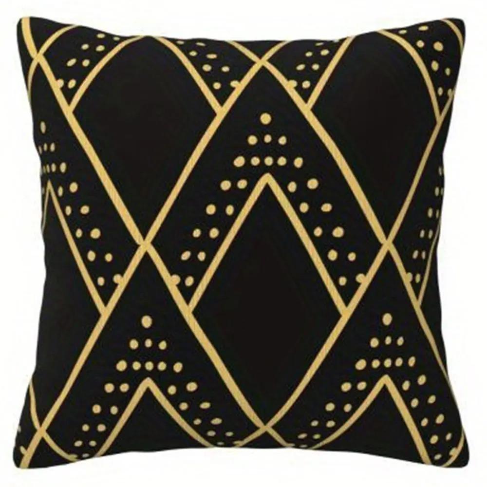 Home Decor Geometric Pattern Black & Gold Pillow Covers Pattern Cushion Cover Suitable for Sofa Bedroom Car Pillow Cover