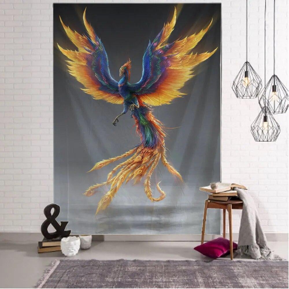Fire Phoenix Wall Hanging Tapestry Flying Bird Art Decoration Wall Hanging Bedroom Room Living Room Home Decoration