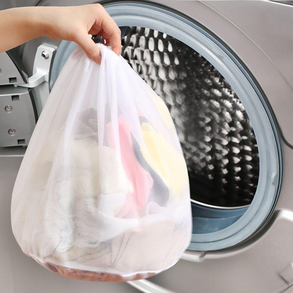 Durable 4 Sizes Nylon Laundry Wash Bag Drawstring Laundry Care Storage Pouch Bag