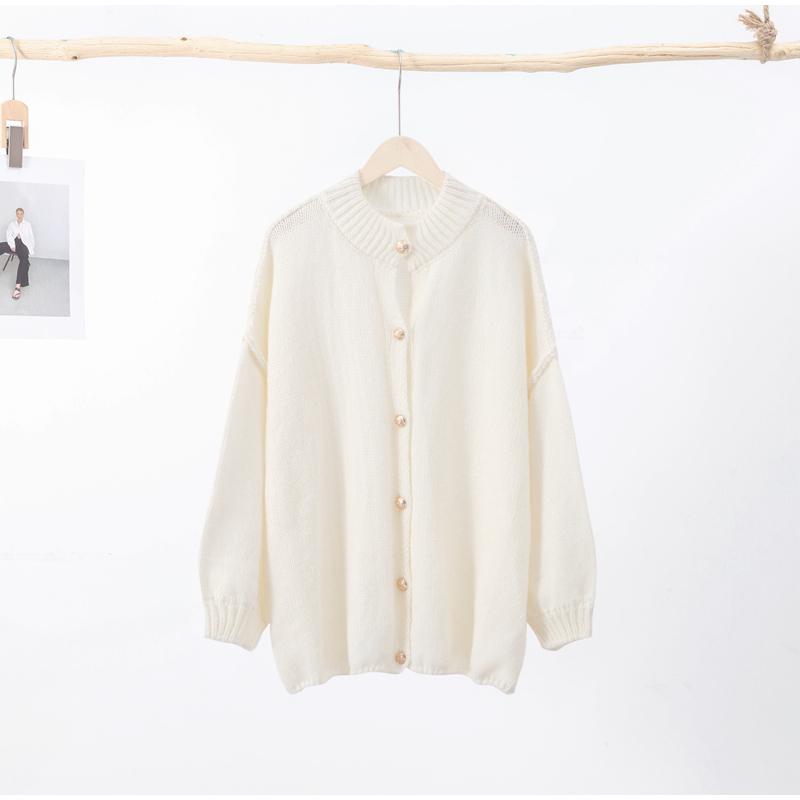 VAYLA Повседневный кардиган на одной пуговице Женский Свободный с длинным рукавом с круглым вырезом Свитера оверсайз Офисный Женский Универсальный Топ