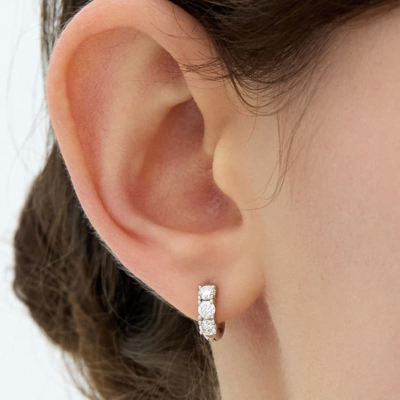 hyeres-lor Essence Silver (W) Lab Diamond Tria One-Touch Earrings_0.1CT HL4E58429W9XXX