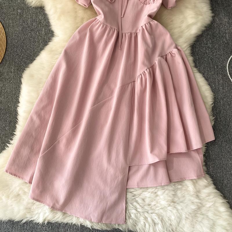 НОВОЕ женское платье с пышными рукавами и нерегулярной баской Vestido Elegante с квадратным воротником и оборками, модное корейское платье