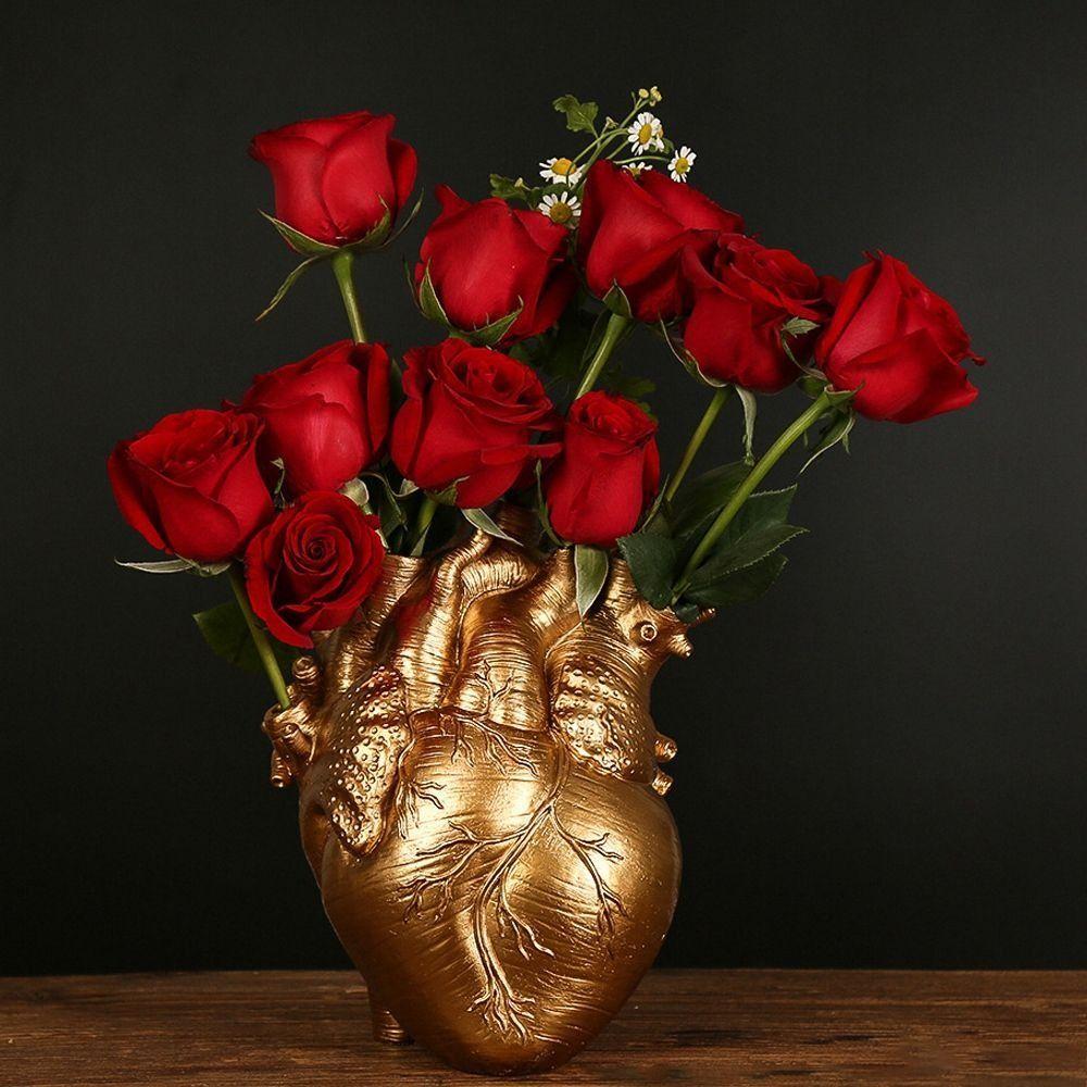 Anatomical Vase Resin Ornaments Art Style Flower Plant Container Heart Shape Flower Vase  Farmhouse