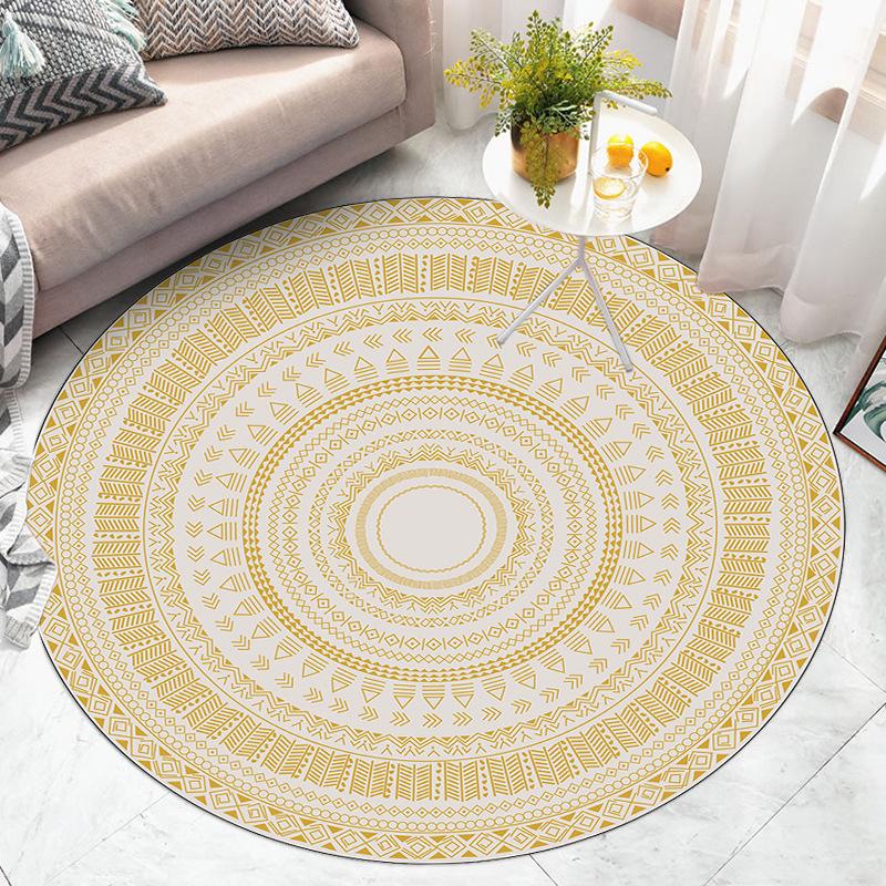 Винтажный круглый ковер для гостиной, коврик для машинной стирки, ковер с низким ворсом, коврик для двери в помещении