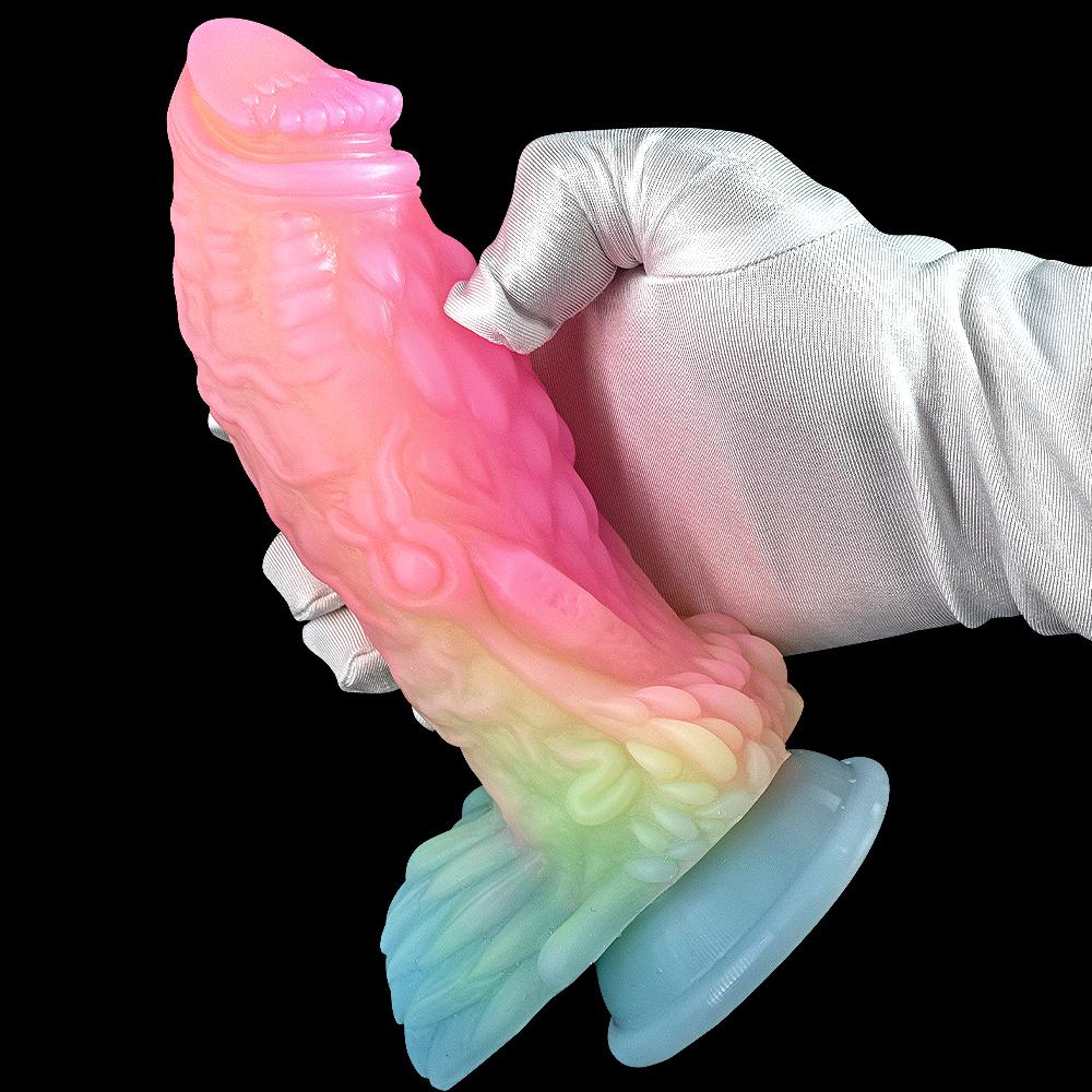 Светящийся фаллоимитатор ярких цветов, флуоресцентный фаллоимитатор смешанного цвета, мягкий чужой анальный штекер для женщин и взрослых, секс-игрушки, поставк...