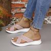 Summer Shoes for Women Slippers Peep Toe Women's Wedge Cross Strap Outdoor Comfort Casual Ladies Slides Shoes Female Sandals
