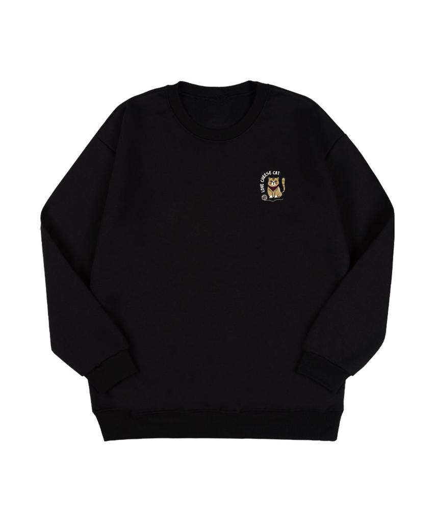 BEMIGHTY Cheese Cat Oversized Premium Double-Sided Sweatshirt [Navy] (A Type)