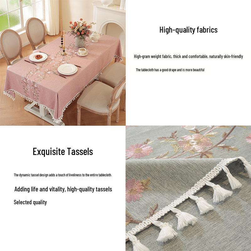 Modern Minimalist Cotton-Linen Tablecloth and Mat Set for Dining, Coffee, and Picnic
