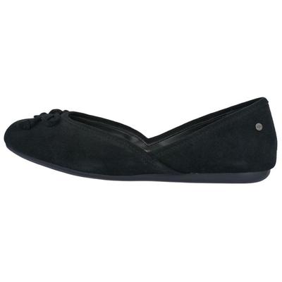 Лена Плоская Кожа Спилок Простые Универсальные Повседневные Туфли Женские балетки Черный 1098289-BLK