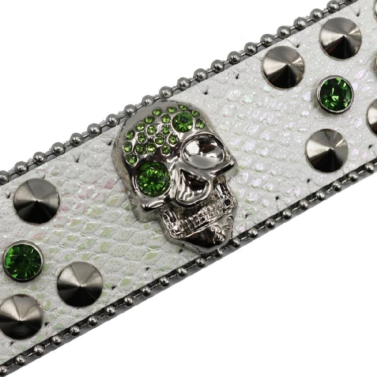 Popular Skull Buckle Belt for Adult Rhinestones Rivet Belt All Matching Blingbling Western Belt for Daily and Club
