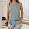 Женские топы с круглым вырезом без рукавов облегающие вязаные топы однотонные эластичные
