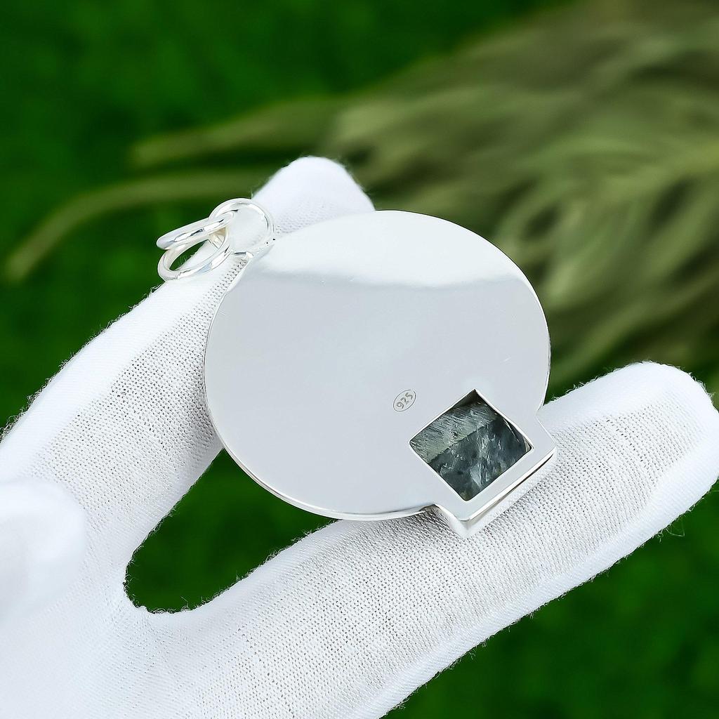 Memorial Day Sale Seraphinite Gemstone Bezel Pendant Jewelry 925 Sterling Silver