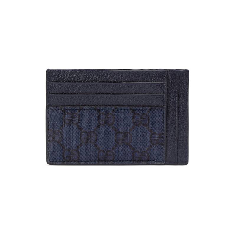 Gucci Ophidia Double G Logo Palladium Tone Accessories Canvas And Leather Card Holder Men Card Holder Blue Dark-Blue 732018-UULBN-4055
