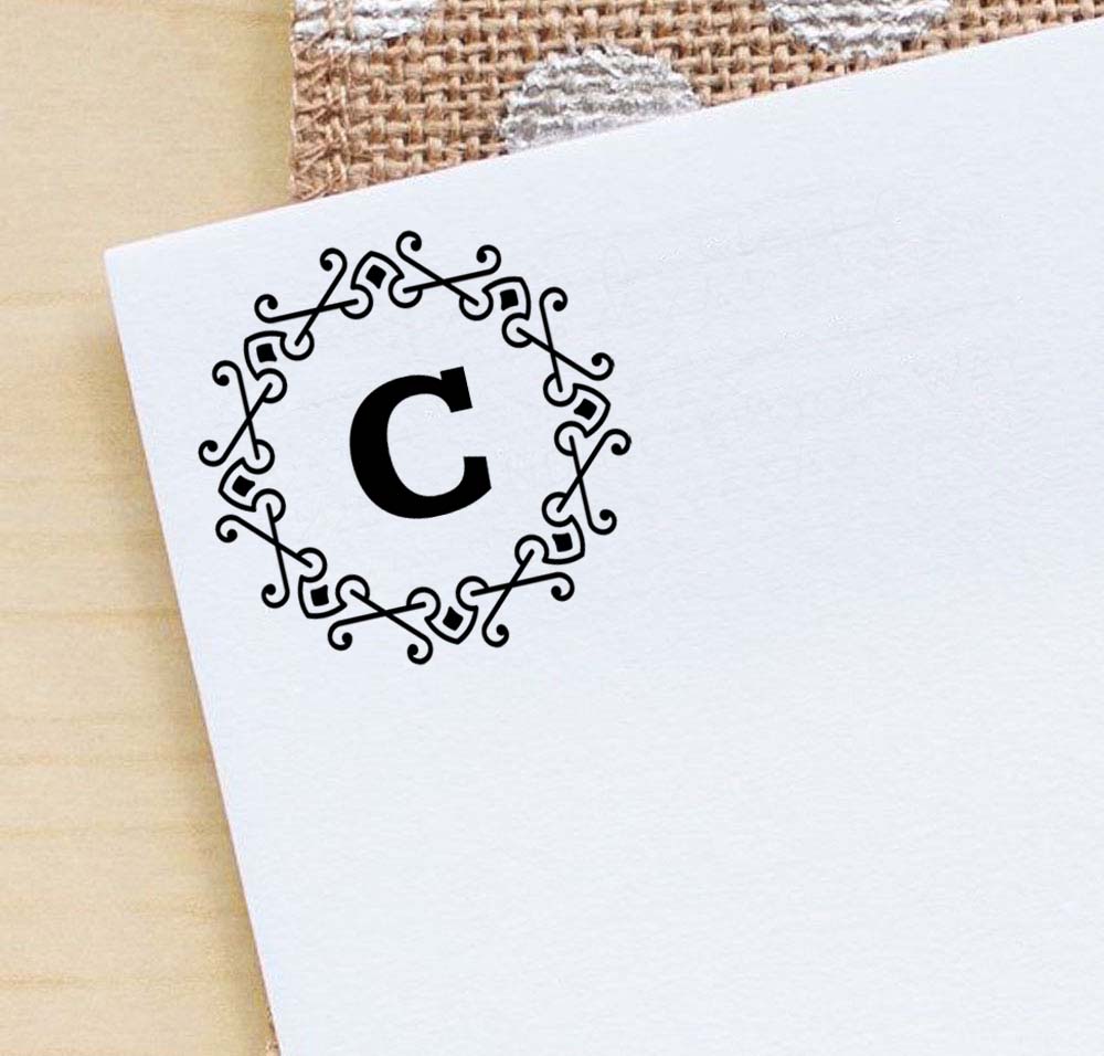 Printtoo Alphabet C Monogram Octagon Celtic Swirl Frame Self Inking Rubber Stamp Office