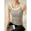 Summer Women's Cover Side Breasts Hundred with Outside Wear Inside Cotton Striped Camisole Tank Top