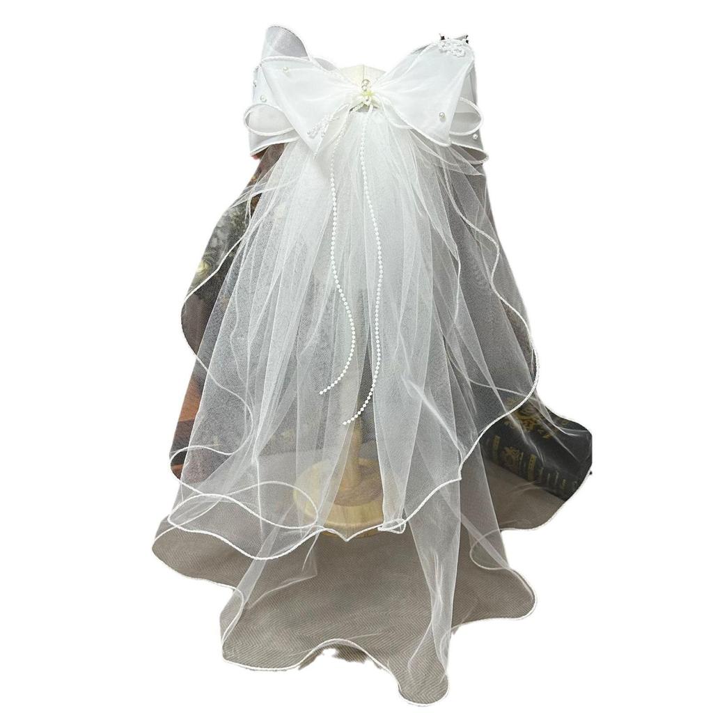 Вуаль с бантом из двухслойного тюля для девочки